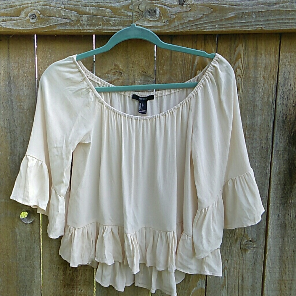 Boho Ruffle Top Hi-low Crop Beige